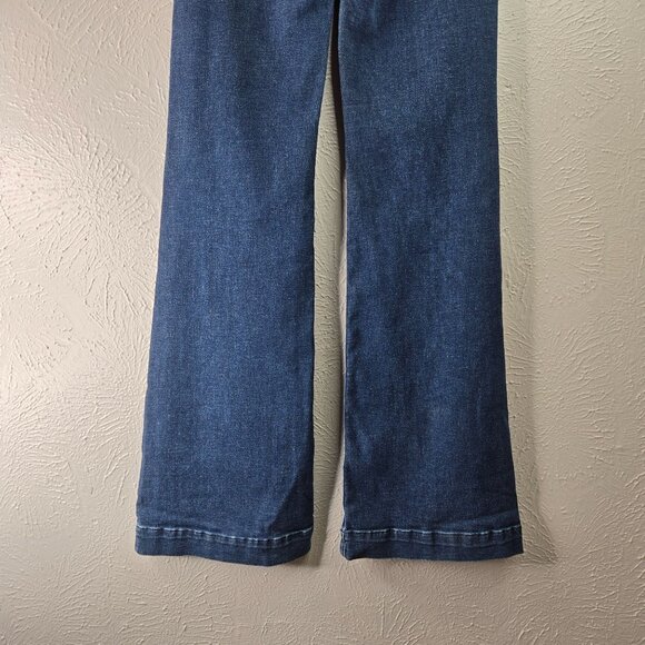 7 For All Mankind Dojo Jeans Size 28 Flare Bootcut High Rise Dark Wash Trouser - Picture 9 of 12